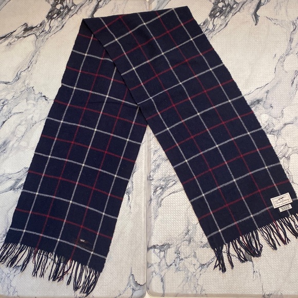 Burberry Haymarket Lambswool Check Scarf  w/ embroidered Logo🐴Dark Navy LARGE🔥 - Picture 4 of 12